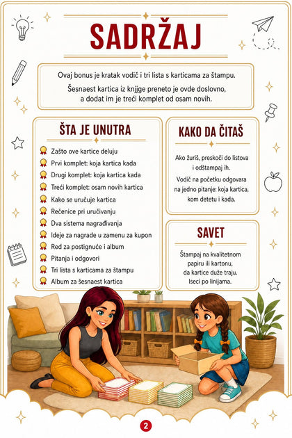 Kartice za nagrađivanje — strana iznutra