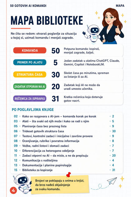 50 gotovih AI komandi za nastavnike — strana iznutra